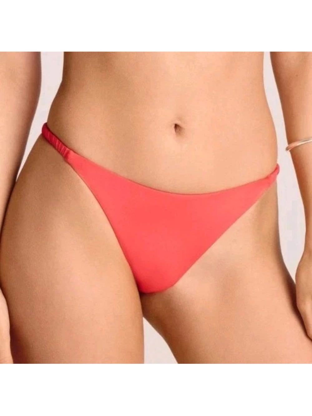 Vitamin A Women's Coral/red Print Side Cinch Classic Coverage Bikini Bottom